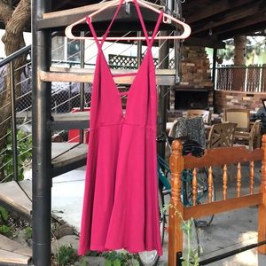 LAST CALL Berry Pink Strappy Skater Dress Medium